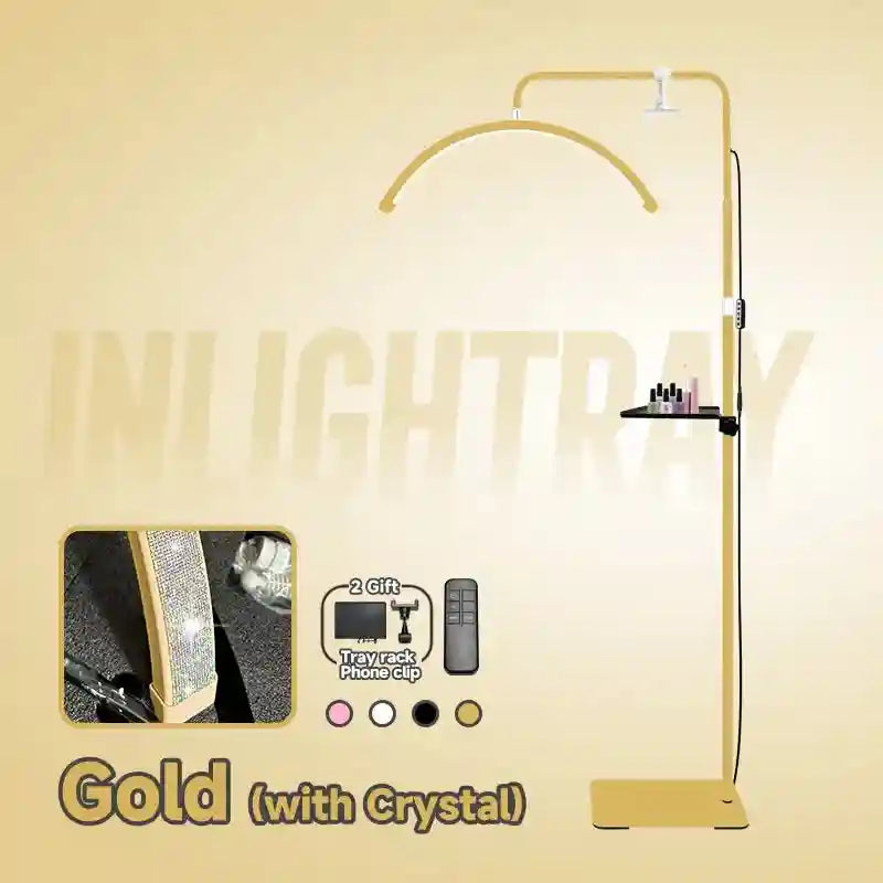 LED Eyelash Extension Light - Adjustable Half Moon Beauty Lamp Gold Crystal China Mainland Tidesmit