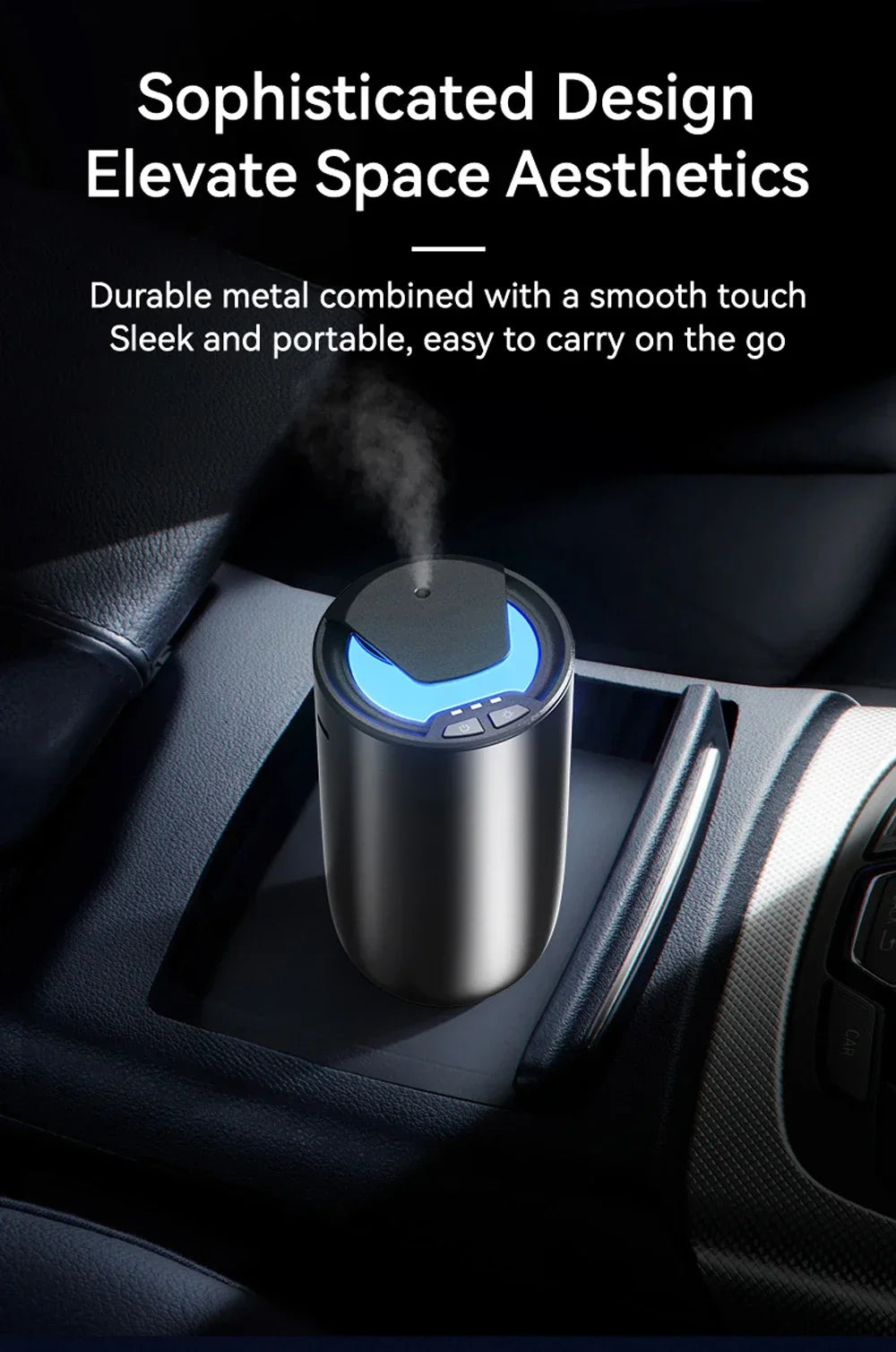Portable Car Fragrance Diffuser Wireless Aroma Oil Diffuser USB Charge Essential Oil Diffuser 2000MAH Waterless Machine Travel