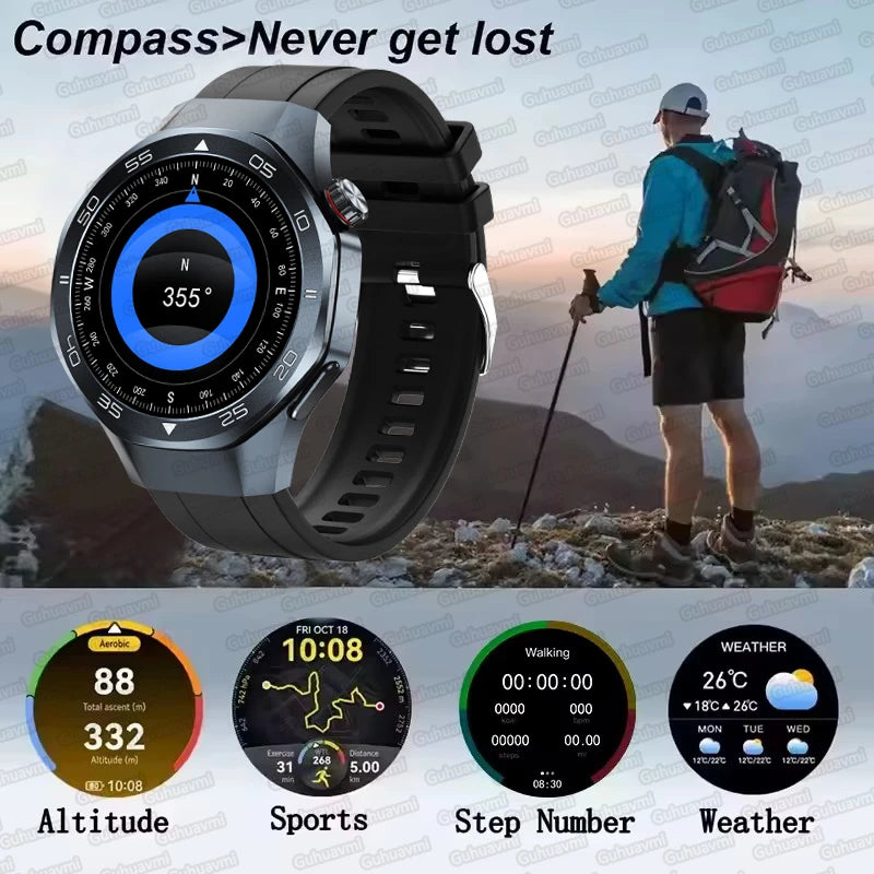 2026New Original Premium Sports SmartWatch Ultra 1.53“Display Built-in GPS Compass 3ATM Waterproof Call Fitness Tracker Bracelet