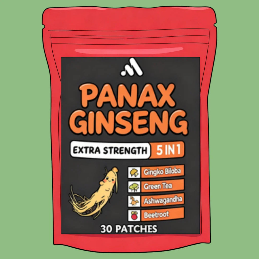 Tidesmit Red Panax Ginseng Ginkgo Biloba 30 Patches for energy, focus, and performance for men and women.
