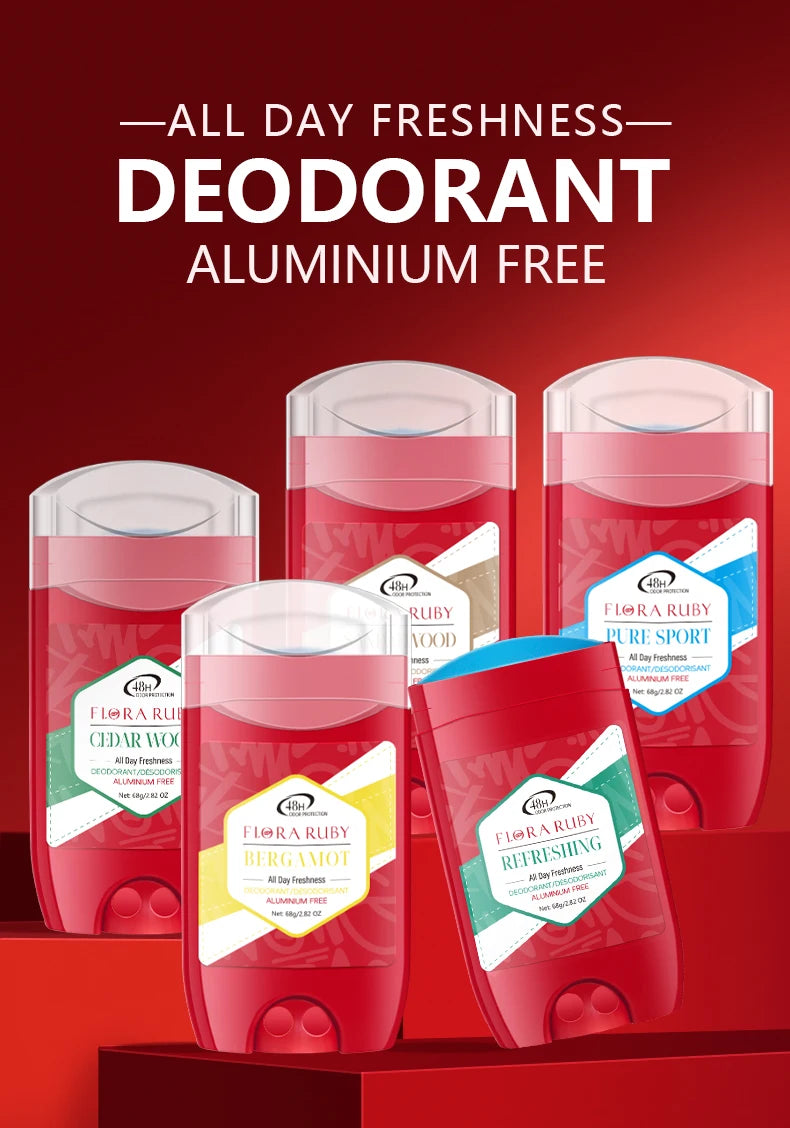Tidesmit Flora Ruby 68g stick male deodorant provides 48-hour long-lasting odor protection and a fresh scent.