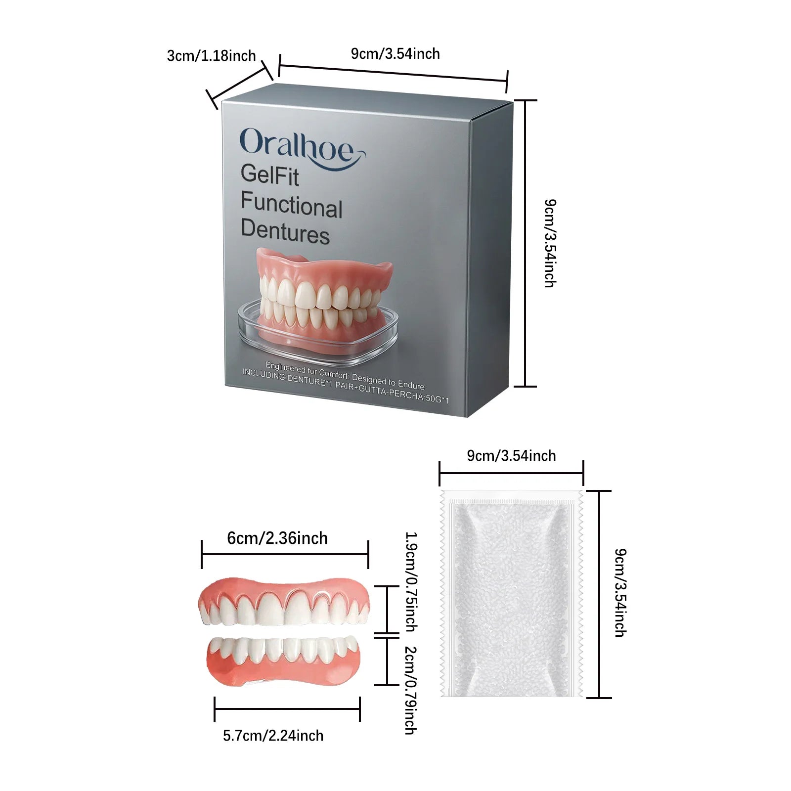Silicone Dentures False Teeth Full Set Soft Safety Easy to Use Perfect Fit Oral Improve Tooth Loss Broken Temporary Improve