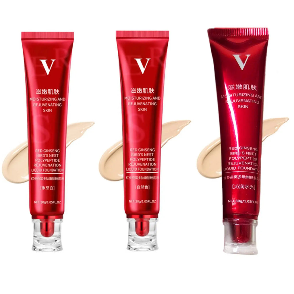 Tidesmit 30g Red Upgrade FV foundation texture close-up showing high coverage oil control waterproof makeup base