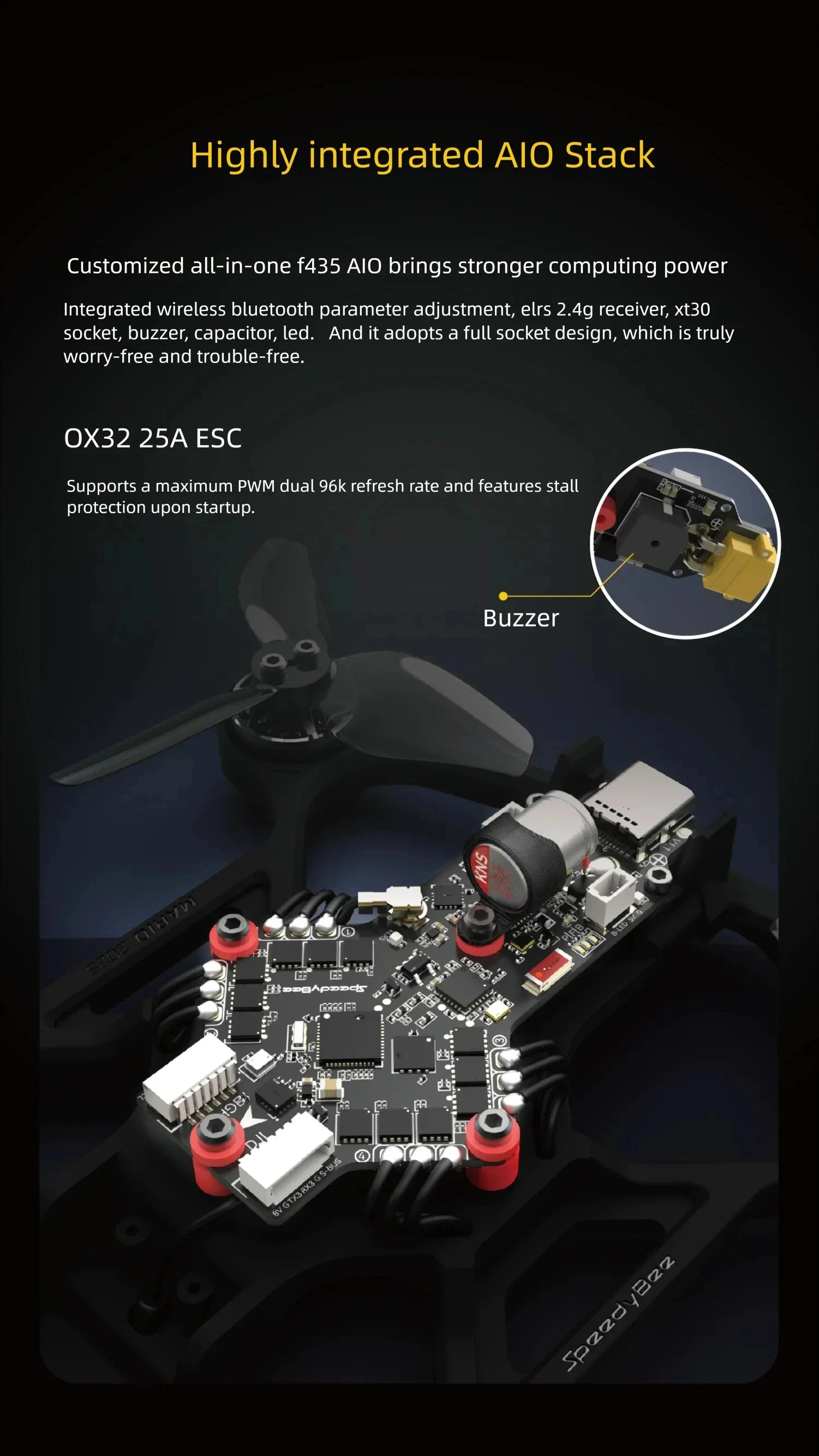 SpeedyBee Mario Mini25 O4 Air FPV Drone Frame Kit - Professional Performance Tidesmit