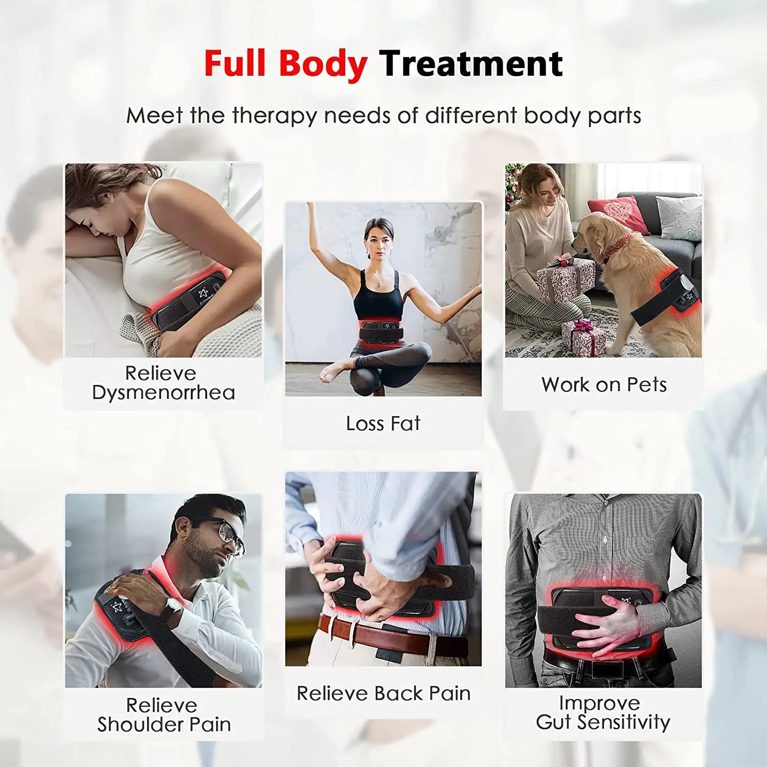 Red Light Therapy Belt for Lower Back Pain - Portable Muscle Relief Body Shaping Massage Equipment Tidesmit