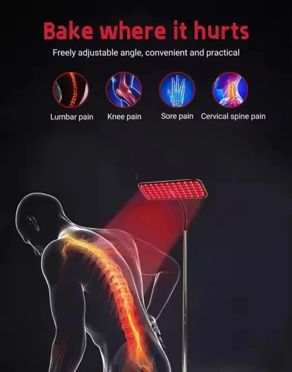 LED Red Light Therapy Panel Lamp for Facial Anti Aging Skin Care Beauty 216 LED Light Body Pain Relief Physical Therapy Tools