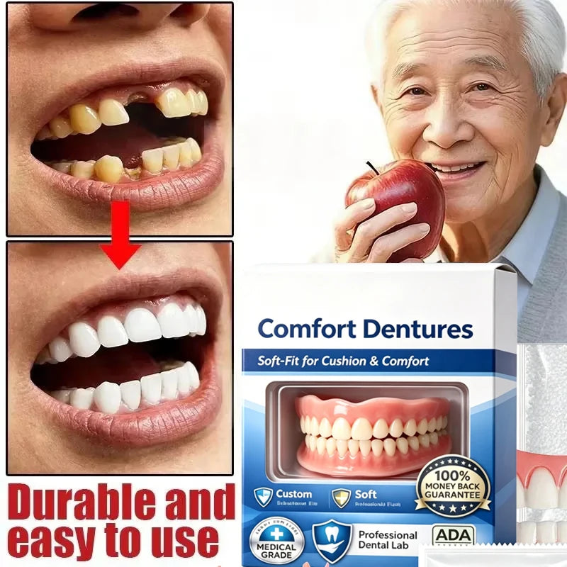 Portable adult adjustable complete denture set | Suitable for replacing missing teeth, DIY temporary denture set at home
