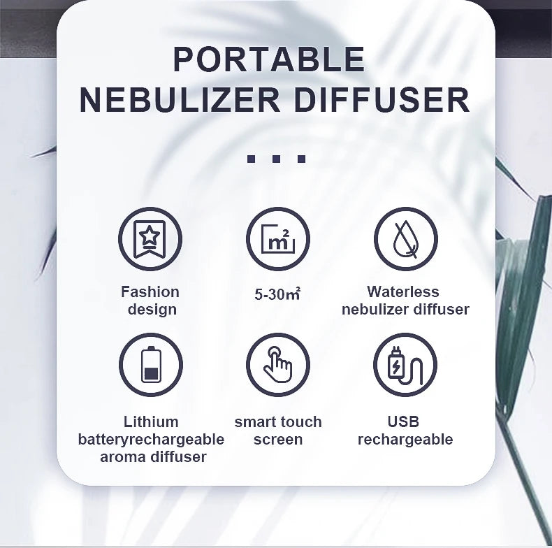 Waterless Aroma Diffusers For Essential Oils Diffuser Portable Smart Car Scent Machine Electric Smell for Home Room Fragrance