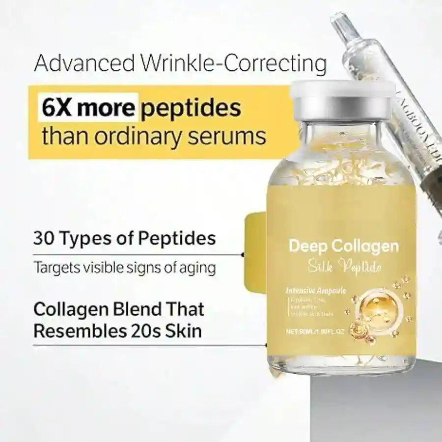 Tidesmit Silk Peptide Ampoule texture close-up showing anti-aging serum with collagen and 30 peptide complex for lift