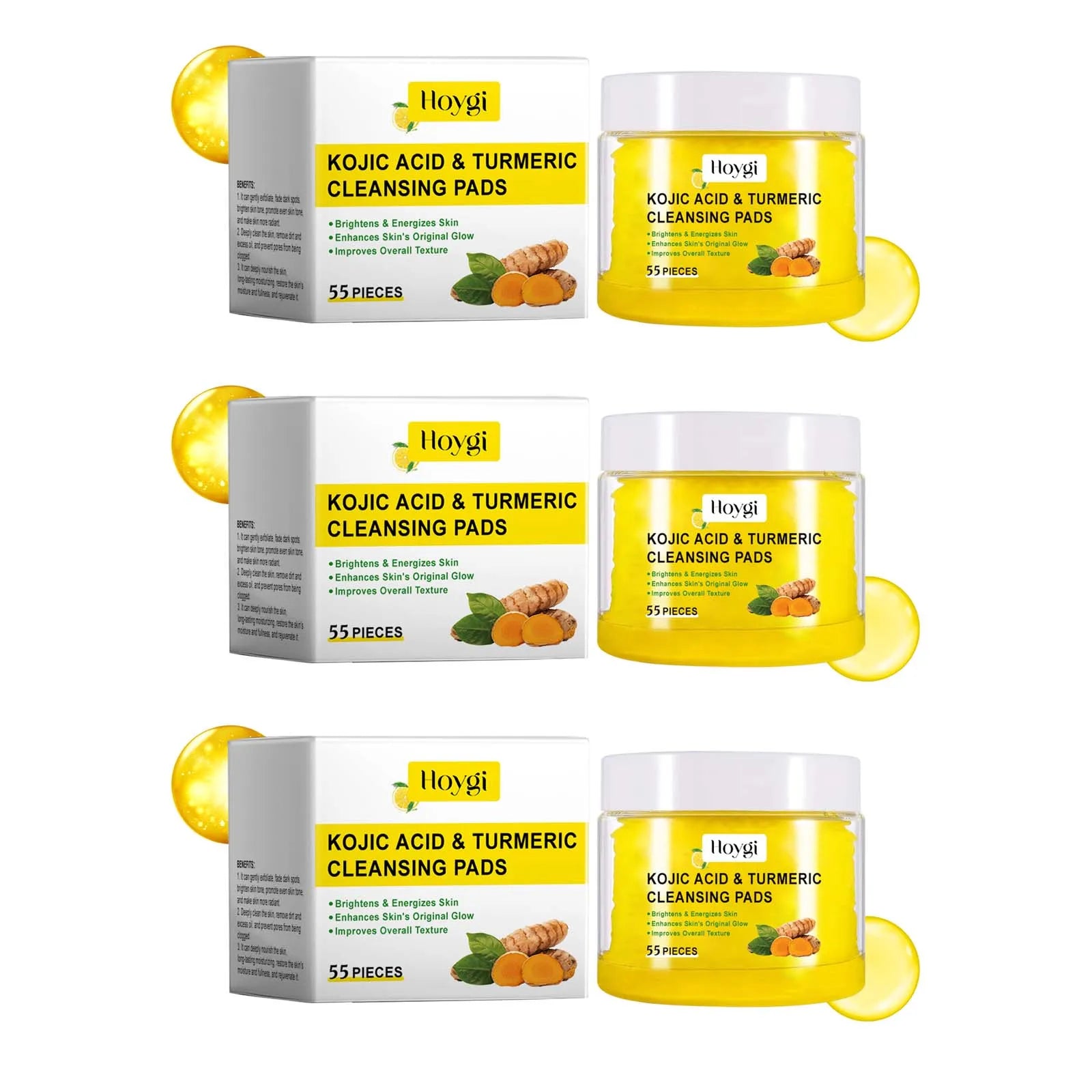 Turmeric Kojic Acid Cleansing Pads Exfoliating Pads Shrink Pores Removing Dead Skin Smooth Brightening Skin Face Cleansing