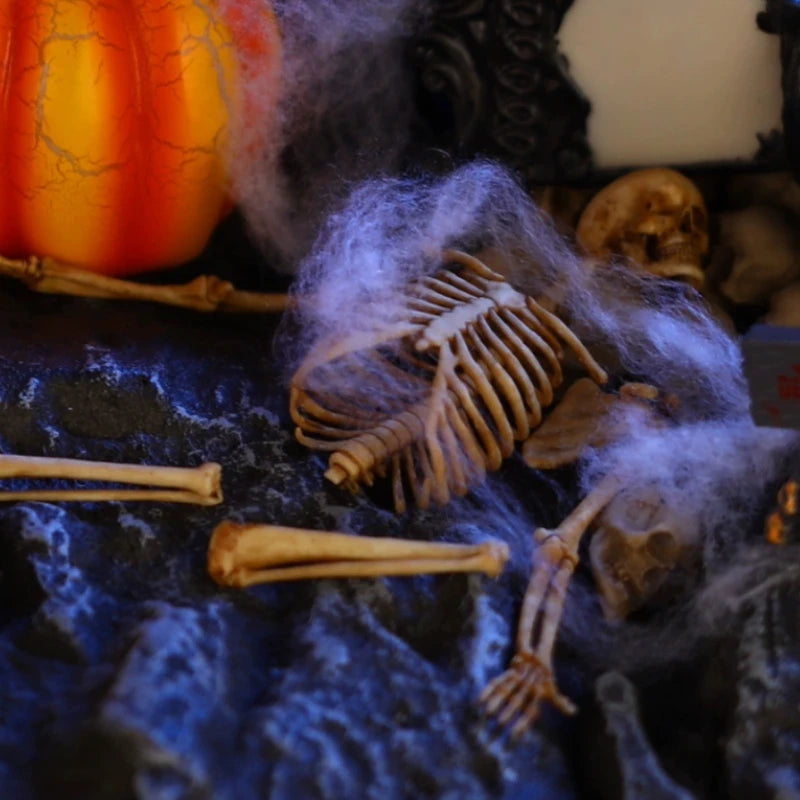 Mini 1:12 scale faux skeleton lizard bones for spooky aquarium decor, reptile tank accessories, or home display.