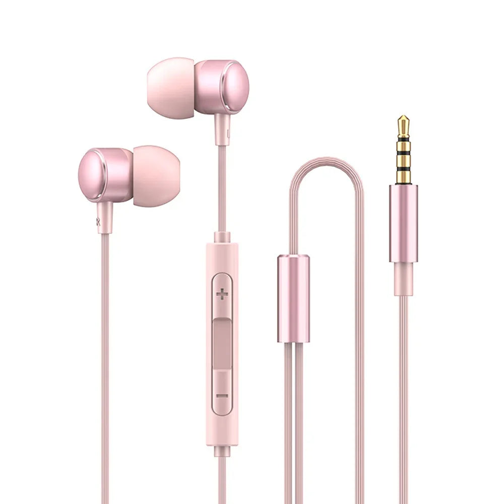 USB-C HiFi Wired Earbuds with Mic - Tidesmit Universal Audio 3.5mm Pink Tidesmit