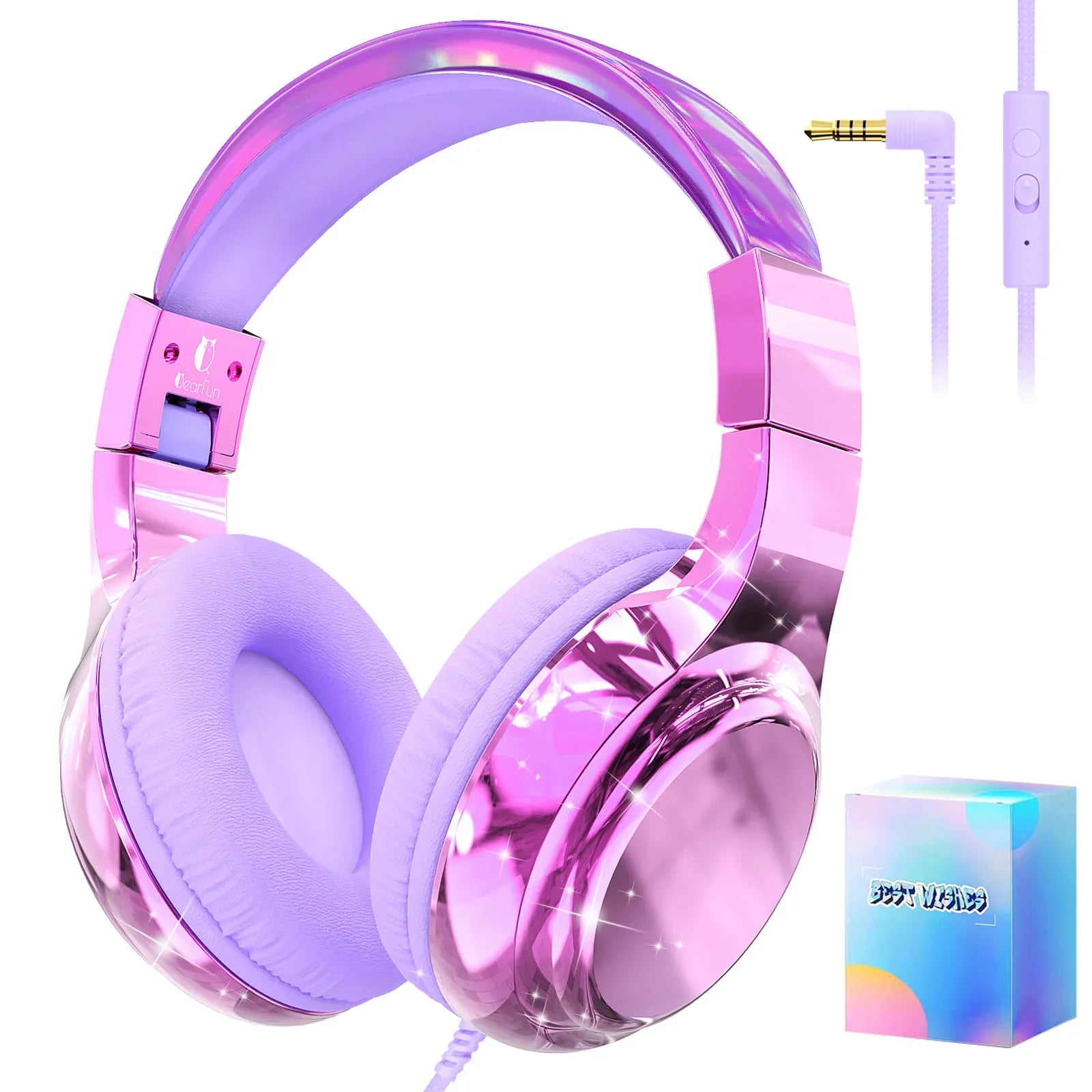 Tidesmit Kids Wired Headphones with Volume Limit and Built-in Mic LightPurple with Box China Mainland Tidesmit