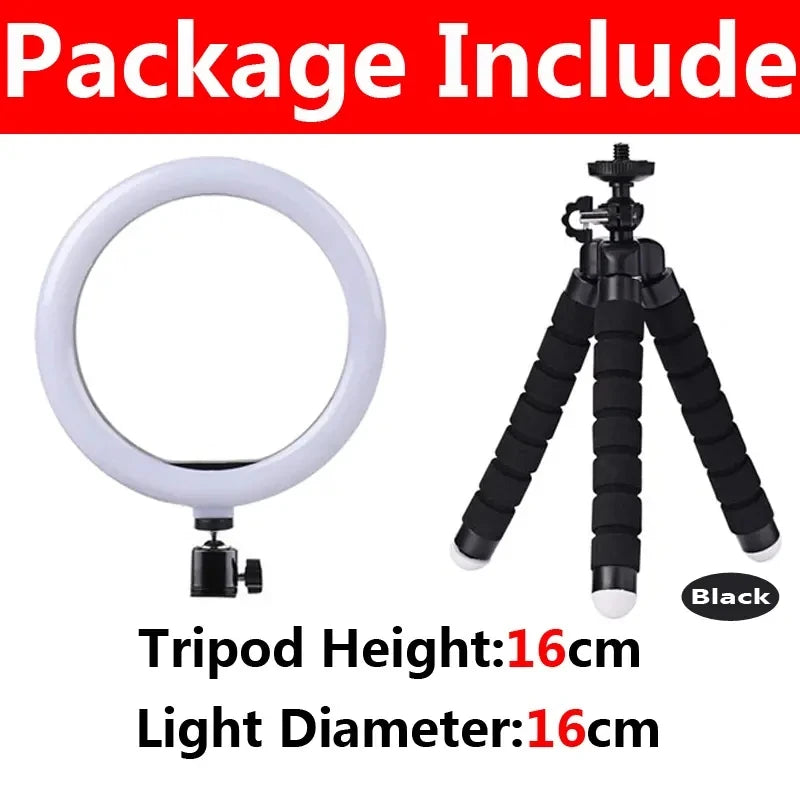 LED Ring Light with Tripod Stand - Adjustable Content Creation Lighting WHITE Tidesmit
