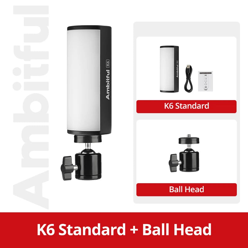 RGB Handheld LED Video Light - Magnetic Tube with Adjustable Temperature K6 Kit 3 China Mainland Tidesmit