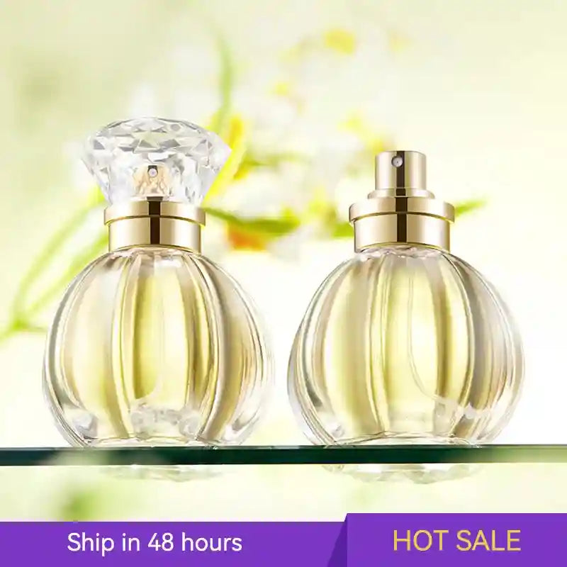 GECOMO Valley White Rose EDP for women: 50ml round glass perfume bottle with diamond cap, natural floral fragrance.