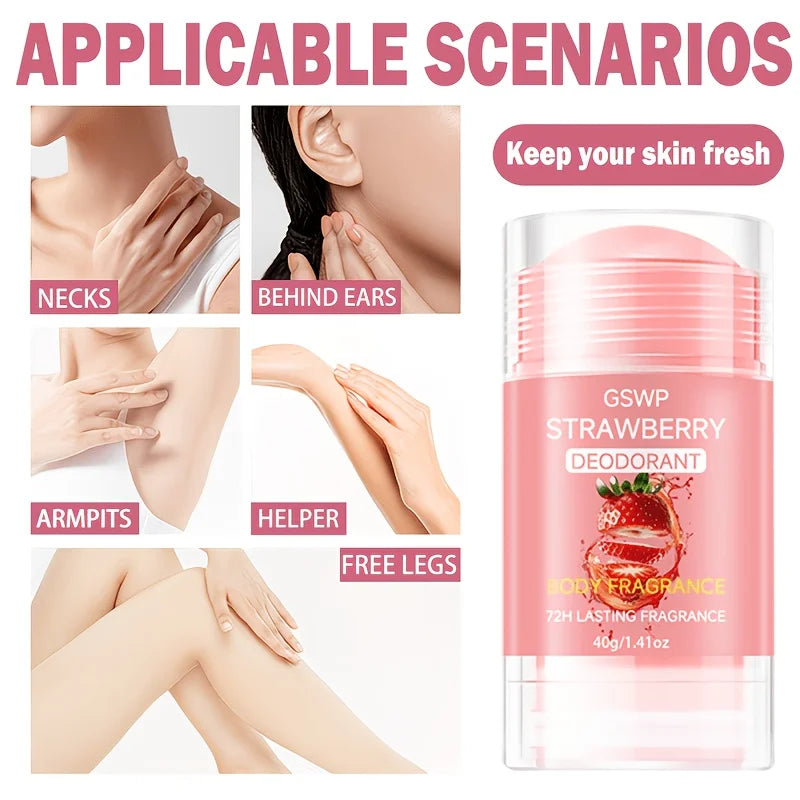 Tidesmit GSWP Strawberry Deodorant 40g/80g for neck and underarm odor elimination, all-over body use.