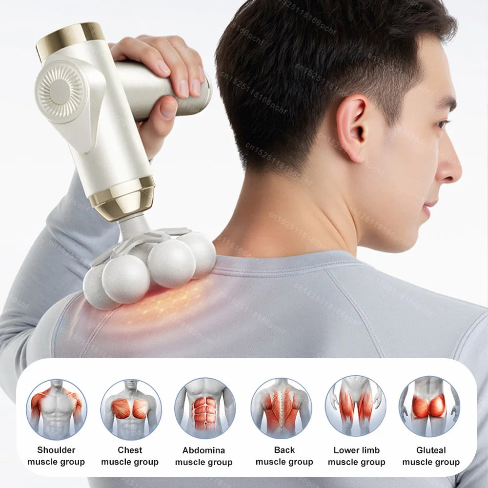 Electric Massage Gun - 9-Speed Deep Tissue Muscle Recovery Tool White Fascia Gun Tidesmit