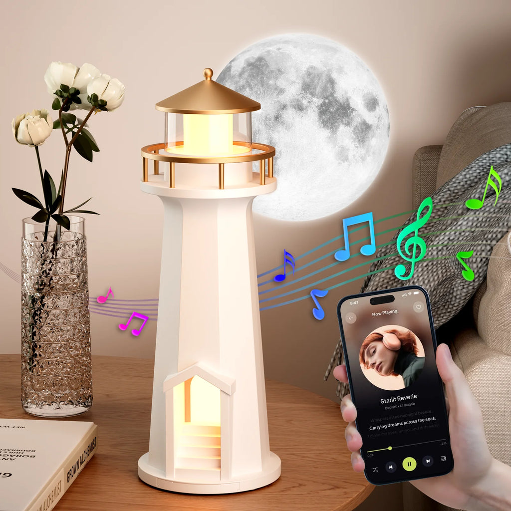 Qi Certified Wireless Charger Lamp with LED Projector - White Tidesmit
