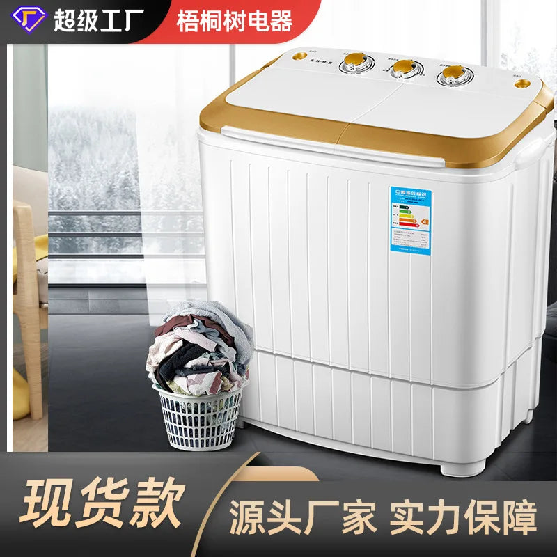 Tidesmit 5kg semi automatic twin tub washing machine showing internal spinner and controls for laundry efficiency