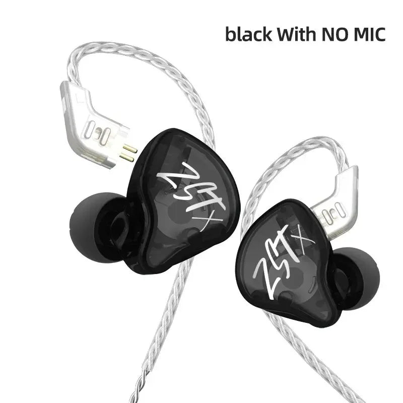 KZ ZSTX In-Ear Monitors Hybrid Driver Noise Cancelling by Tidesmit ZSTX Black NOMIC Tidesmit