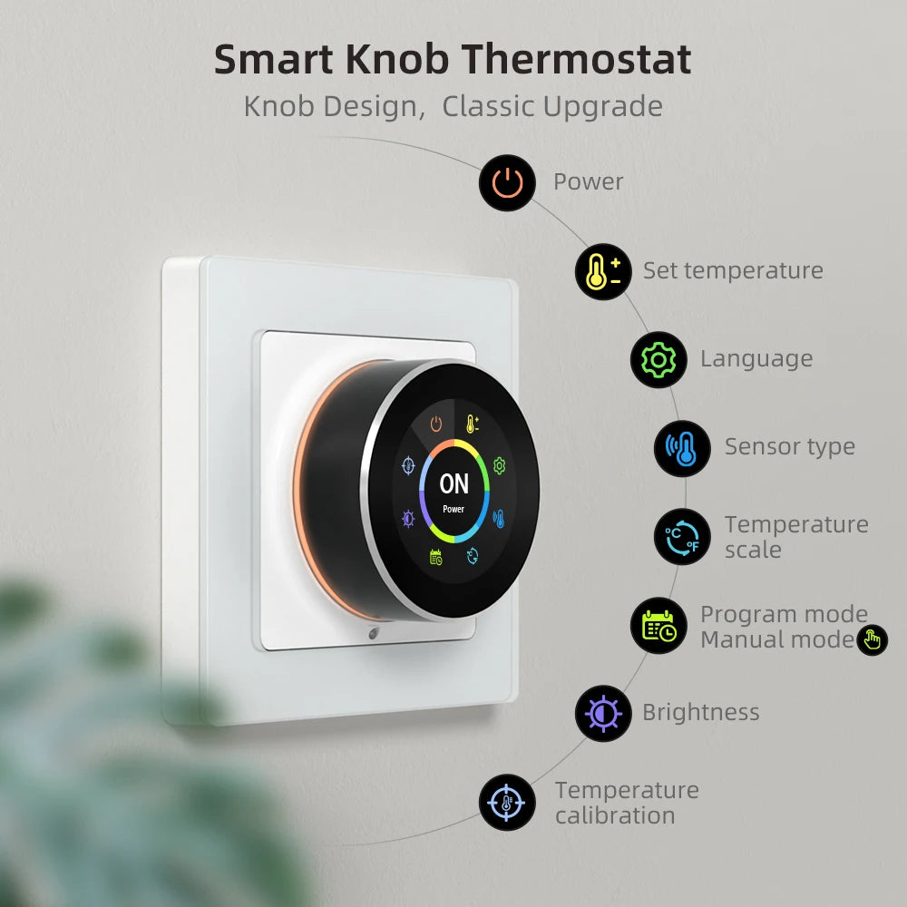 AVATTO WiFi Smart Knob Thermostat，Electric Floor Heating Water/Gas Boiler Temperature Controller Support Tuya Google Home,Alexa
