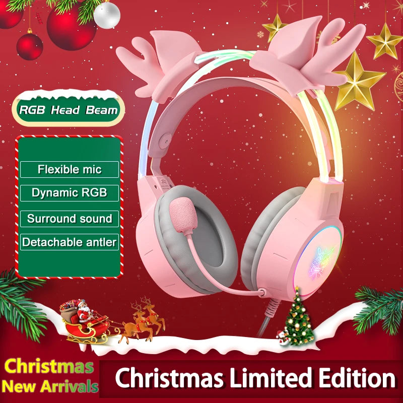 Pink Gaming Headphones with Cat Ears, RGB Mic, and Low Latency Audio Pink Tidesmit