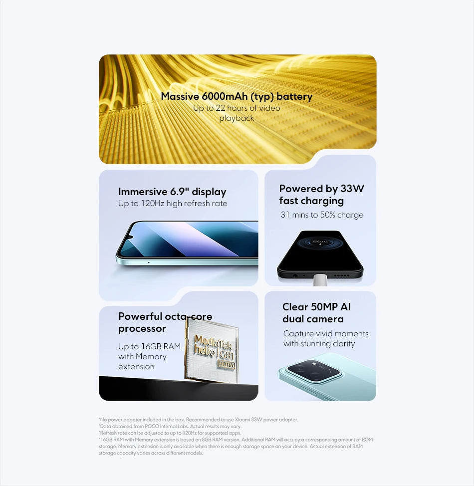 Global Version POCO C85 Smartphone 128GB 256GB MTK Helio G81-Ultra 6.9" Dot Drop Display 50MP Main Camera 6000mAh 33W Charging