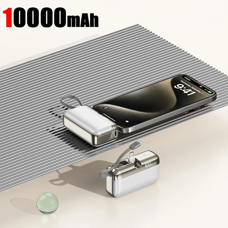 Tidesmit 20000mAh Portable Power Bank with Built-in Fast Charging Cable Black 20000mAh Tidesmit