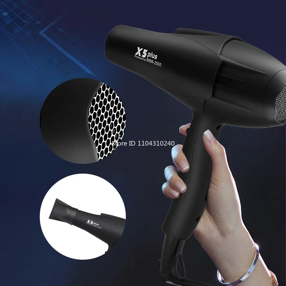 RESUXI X5 2500W black professional ionic hair dryer with styling nozzle for fast, salon-quality drying at home.
