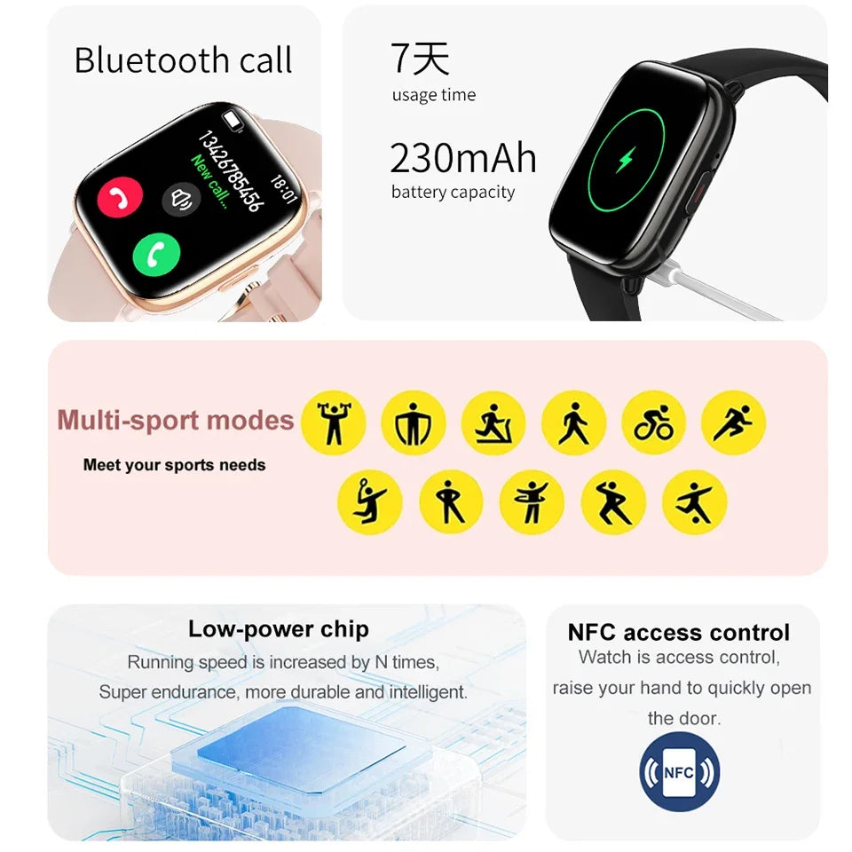 2026 New Smart Watch Full Touch Screen Bluetooth Call AI Voice Heart Rate Waterproof Watches Sports Bracelet Smartwatch Women
