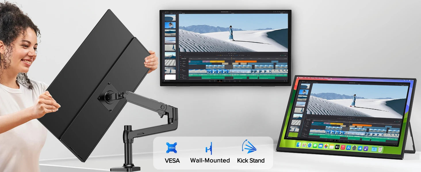 UPERFECT 24.5' 165Hz 2K Wall Mounted Computer Monitor 1440P 100% SRGB FreeSync IPS HDR Desktop Gaming Display for Laptop Mini PC