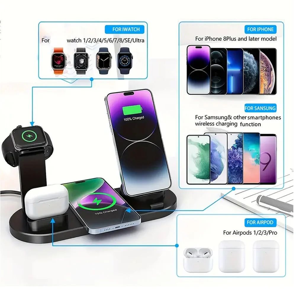 Wireless Charger for iPhone 17-12 & AirPods, Qi Certified Multi-Device Pad Tidesmit