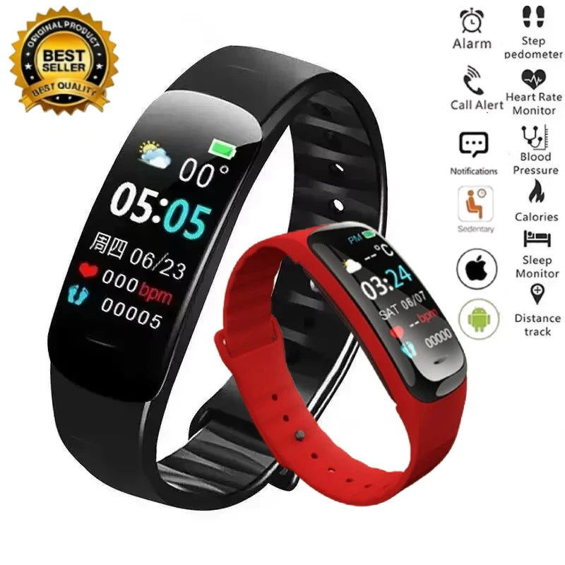 C1 Plus Smart Watch Fitness Tracker Bluetooth Heart Rate Blood Pressure Monitor Step Counting Sports Bracelet for Men Women 2026