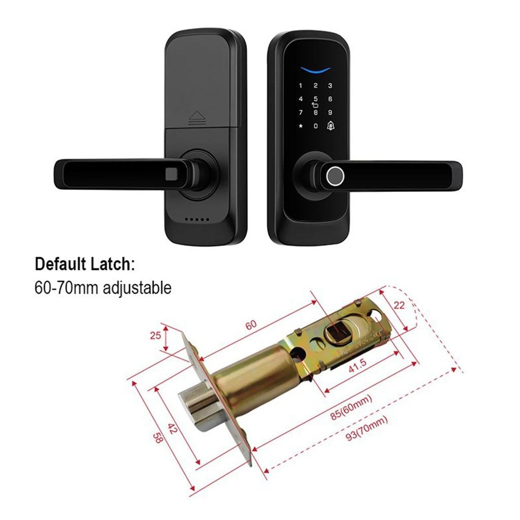 Keypad Door Lock With Handle Fingerprint Door Lock Smart Doorbell Cat eye Peephole Camera Tuya Wifi App Door Locks For Bedrooms