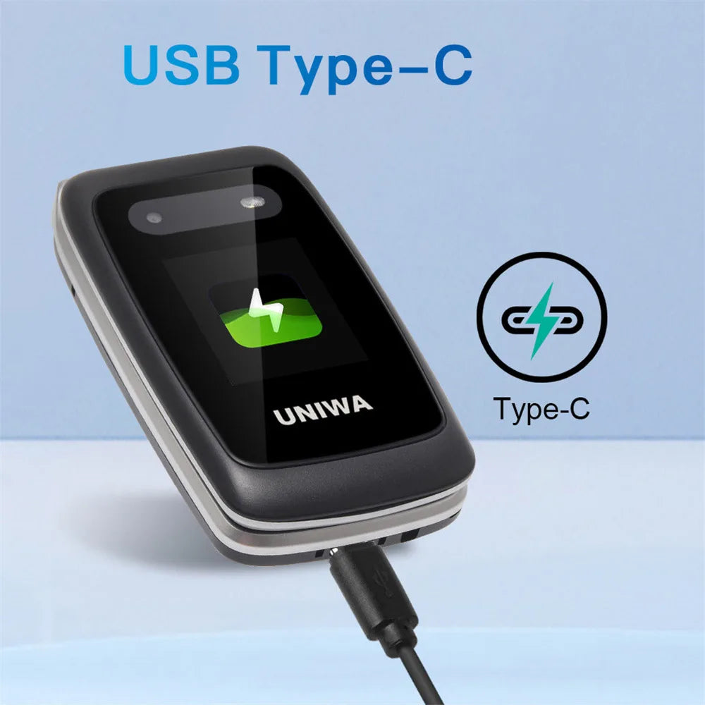 UNIWA V202T 4G Flip Phone Large Button for Elderly Mobile Phone 2.4Inch Screen 1450mAh With Emergency Call Button Global Version