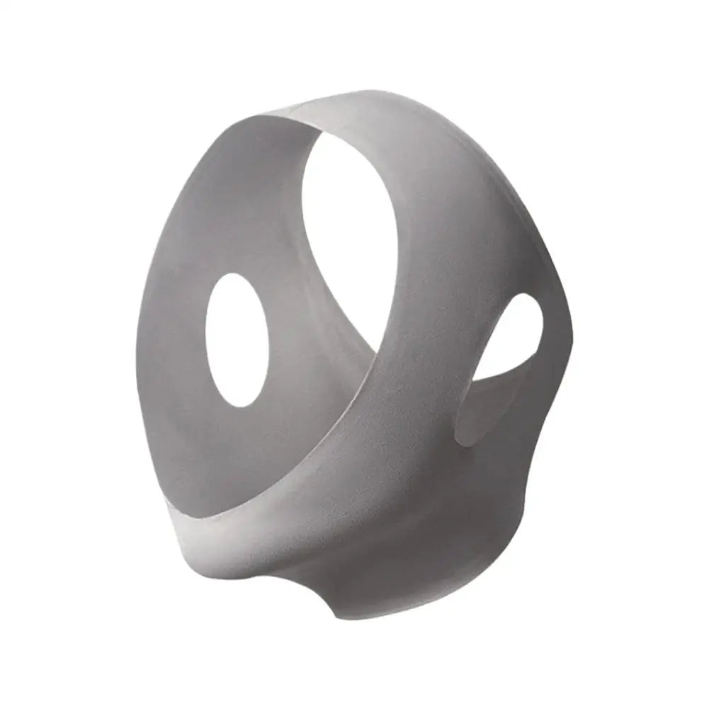 Grey silicone V-line face lifting shaper belt with ear and chin cutouts, contoured design.