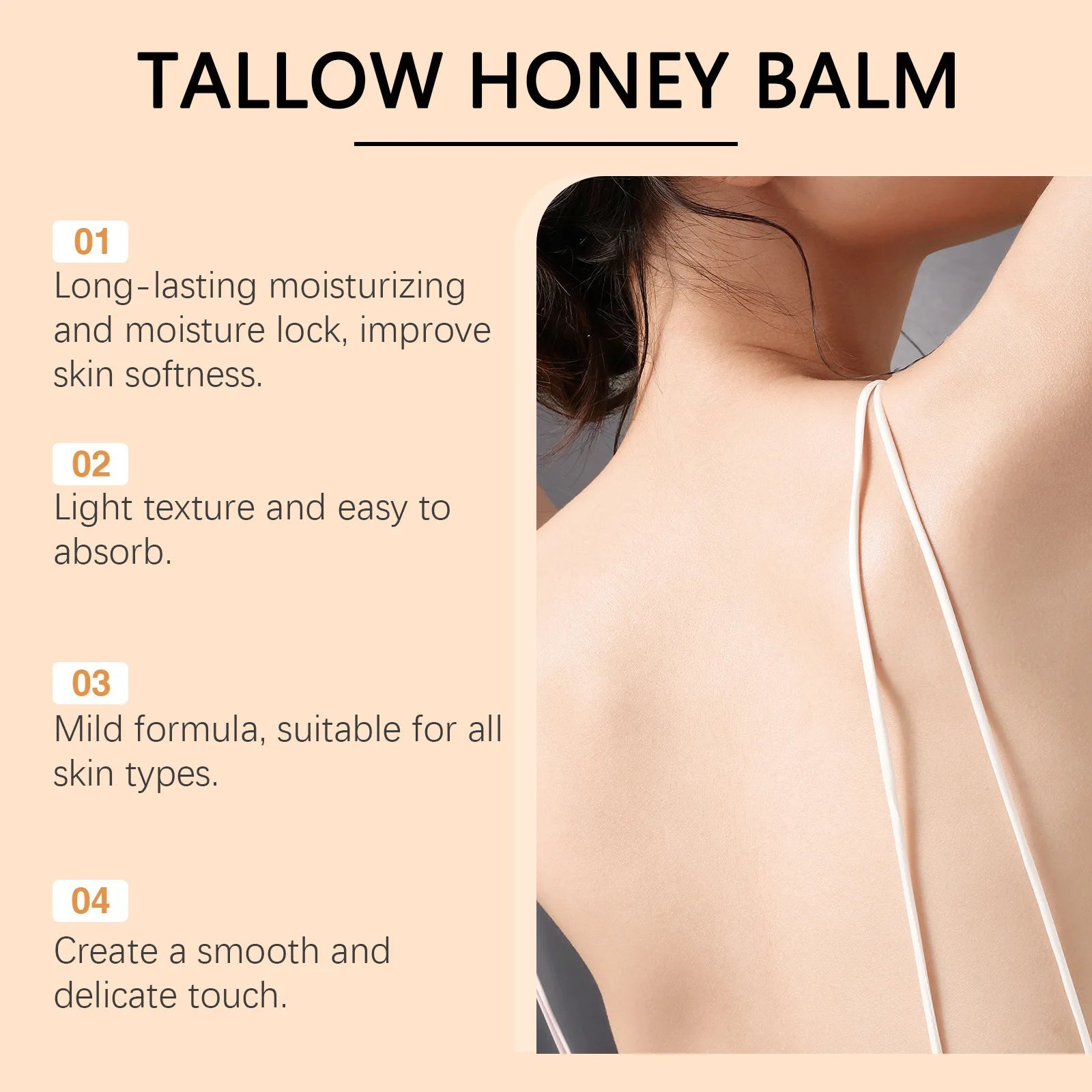 Wiyun Tallow Honey Balm Long Lasting Hydration Relieve Dry Rough Skin Soft Smooth Gentle Formula Beef Tallow Moisturizing Balm