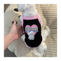 Cute black and pink puppy vest with heart print for small dogs like Teddy or Yorkie, perfect spring pet clothes.
