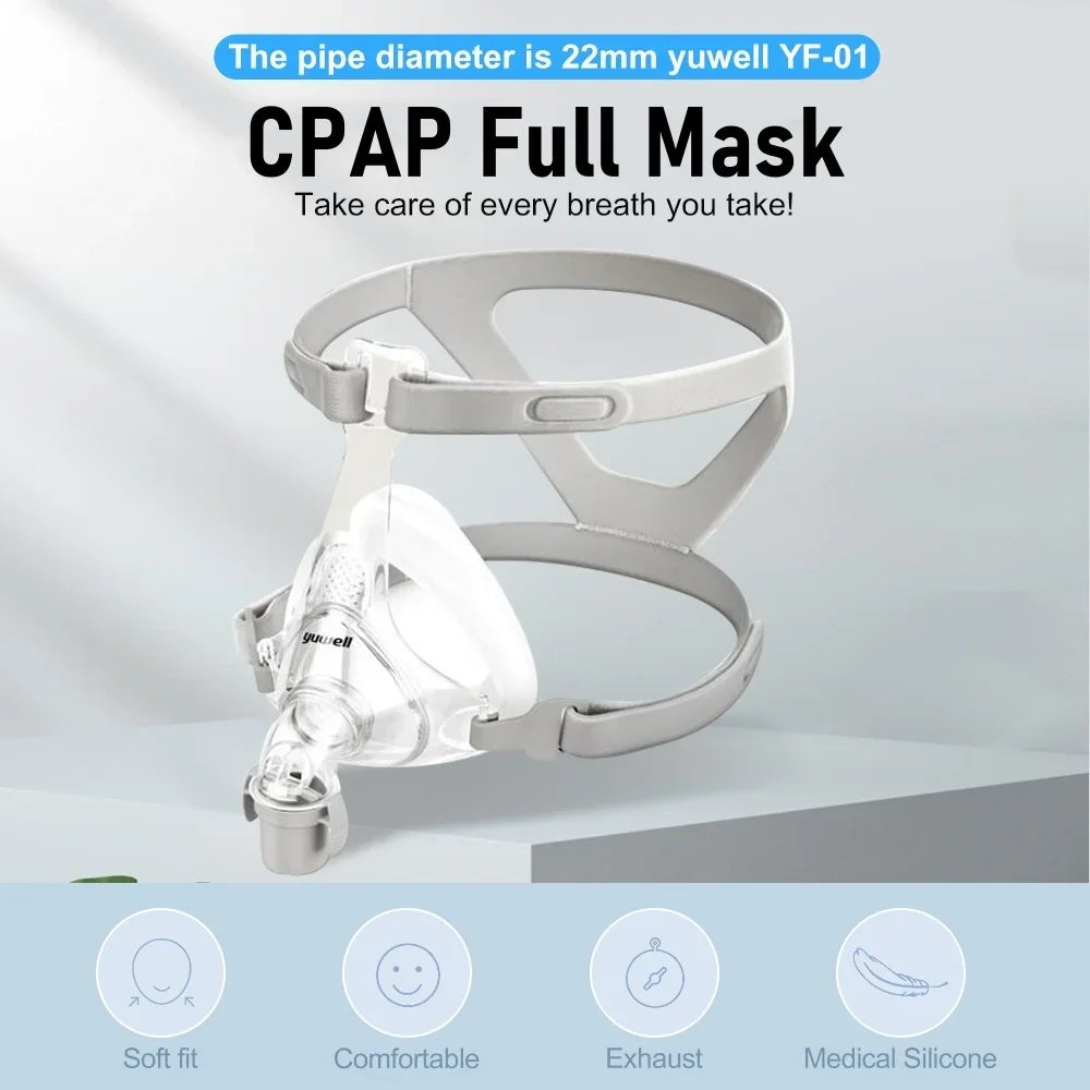 Yuwell YF-01 Cpap Mask Cpap Full Mask Sleep Apnea Mouth And Full Mask With Headgear For Cpap Bipap Machines For Sleep Apnea