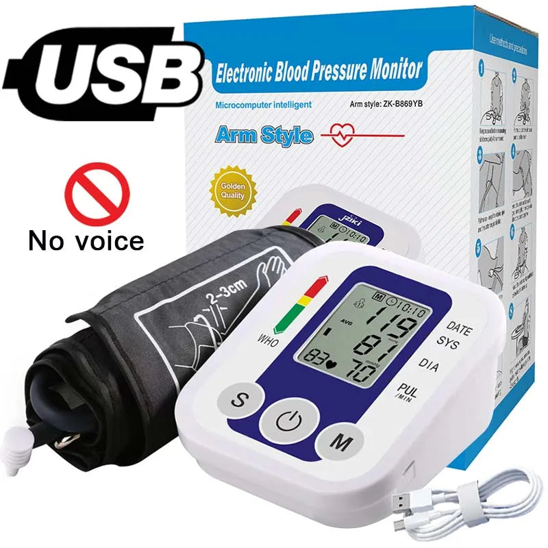 English Voice Automatic Tonometer Arm Blood Pressure Monitor Pressure Sensor Monitor Equipment Digital Tensiometer LED Display