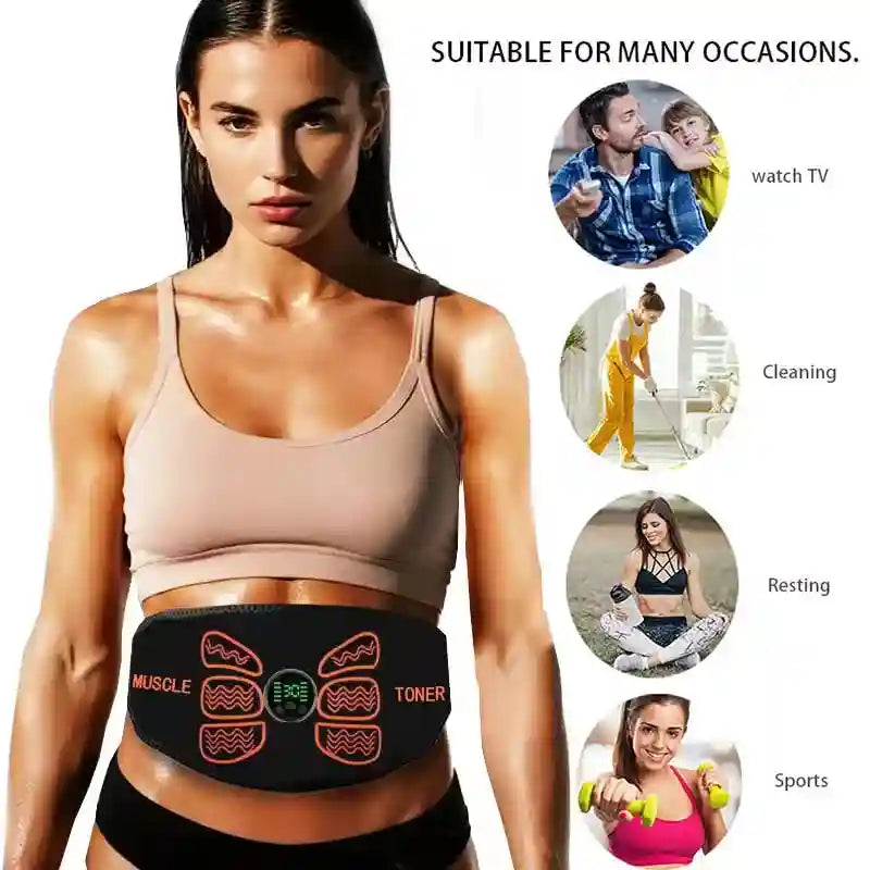 EMS Abdominal Muscle Toner Belt - Rechargeable Core Trainer by Tidesmit Back Massage Instrument Tidesmit