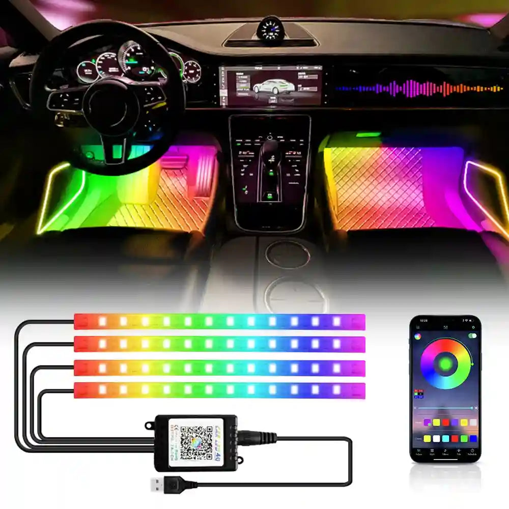 Tidesmit Car Interior LED Ambient Lights - App Controlled RGB USB Lighting Tidesmit