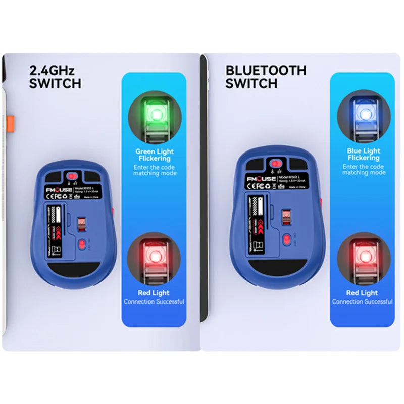 M303L Bluetooth Wireless Mouse 2.4G Dual Mode 1600 DPI Silent Tablet Notebook PC Office Portable Mouse For Android ios