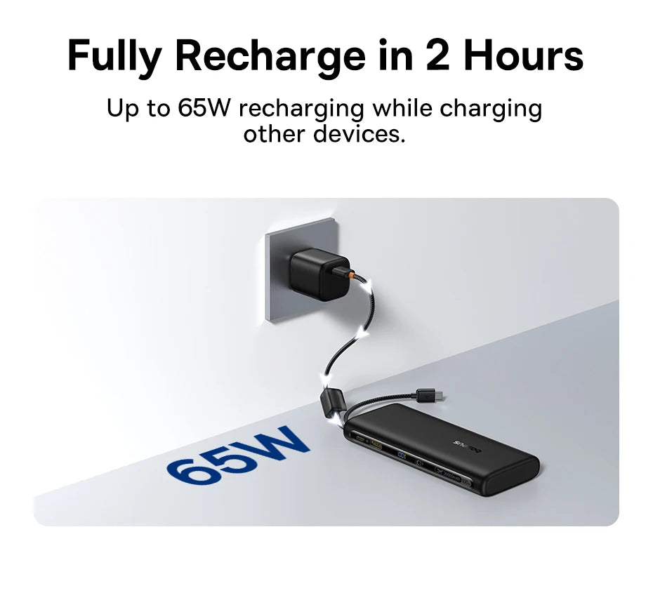 20000mAh 100W Fast Charging Power Bank with Integrated Cables Tidesmit