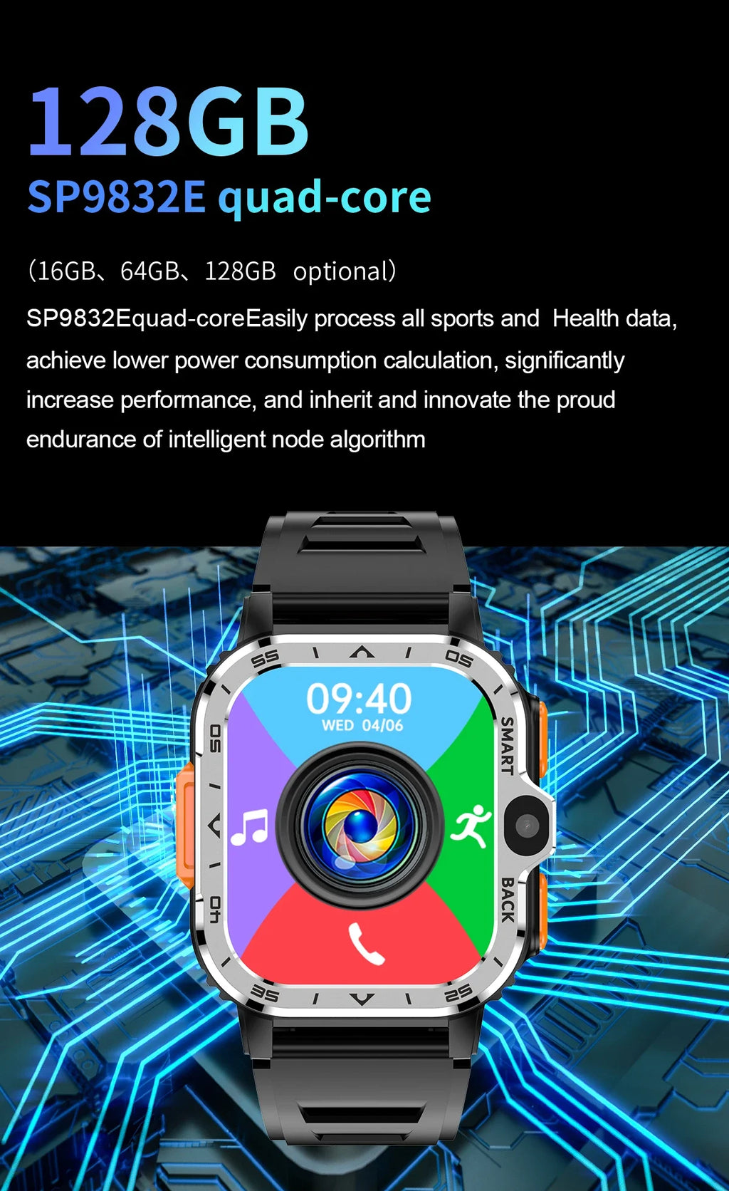 2026 PGD Android Smart Watch Men GPS 16G/64G ROM Storage HD Dual Camera NFC 2G 4G SIM Card WIFI Wireless Fast Internet Access