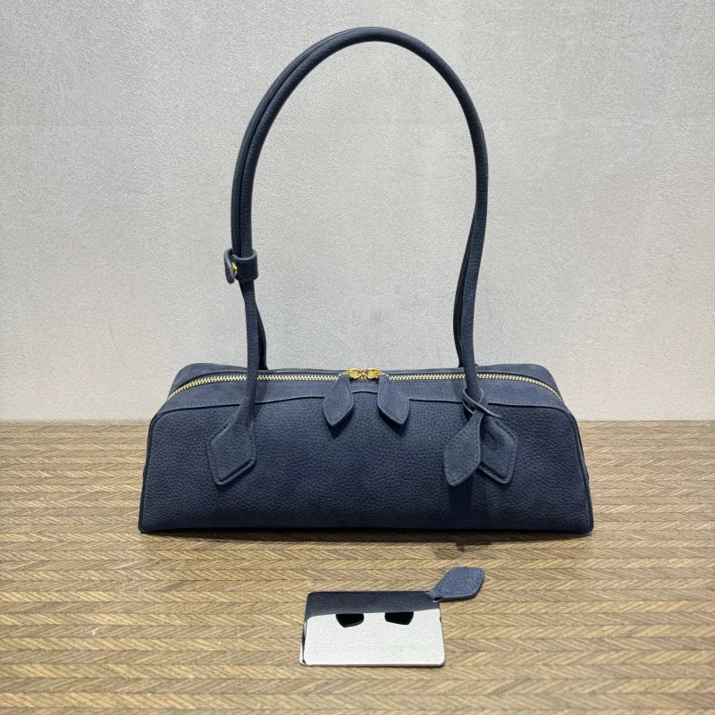 2026 high-quality genuine leather sausage bag, high-end customized high silk gloss leather handbag, women's shoulder bag