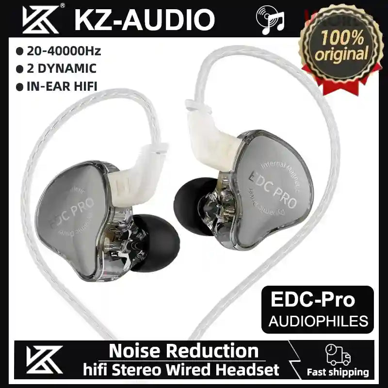 KZ EDC Pro Hi-Fi Wired In-Ear Monitors - Audiophile Stereo Earbuds Tidesmit