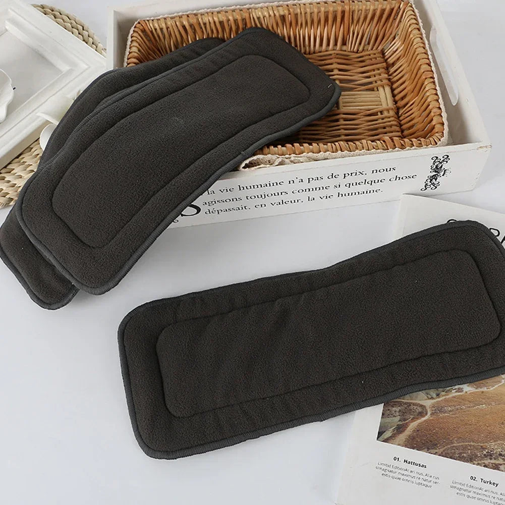 1PC Adult Diaper Insert 4/5-Layer Bamboo Charcoal High Absorption Washable Cloth Diapers Liner Reusable Nappies for Incontinent