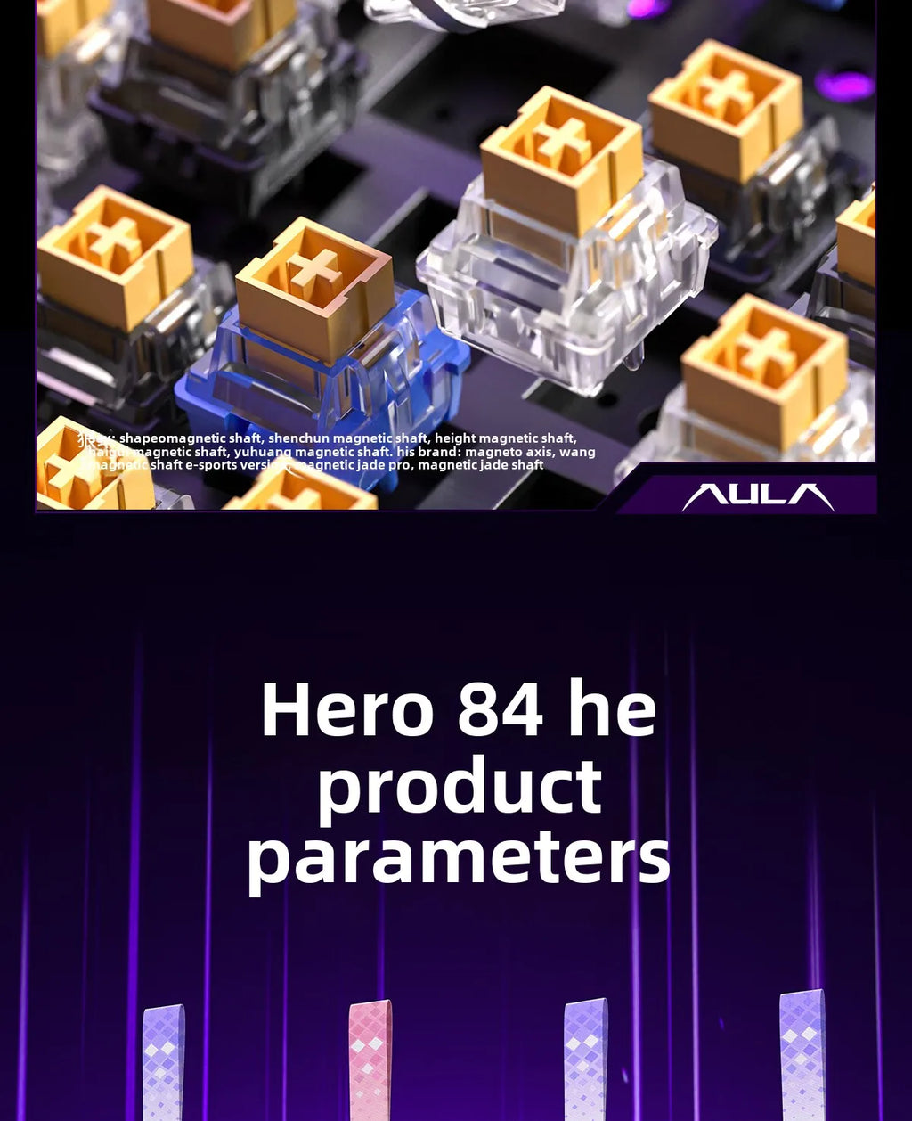 AULA HERO84 HE Wired Mechanical Keyboard RGB Music Rhythm 8K Return Rate Keyboard Magnetic Switch Computer Accessorie for Gamer